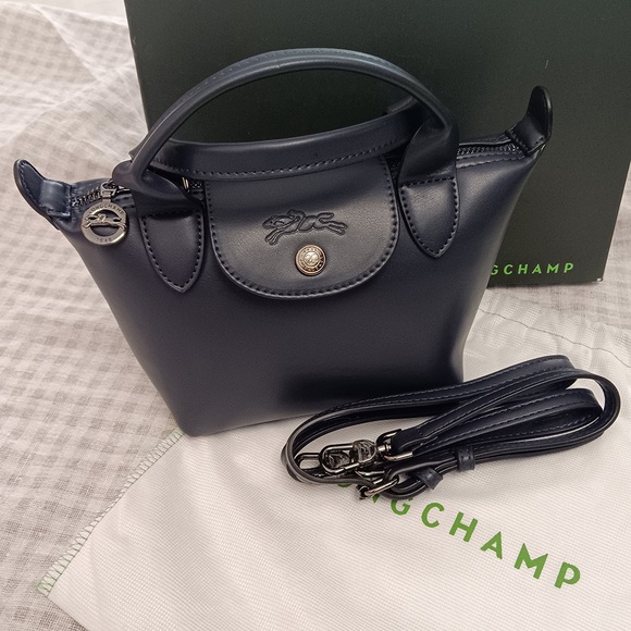 Longchamp Handbags - Longchamp Lambskin Dumpling Bag Dark Blue